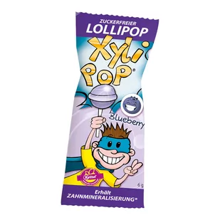 MIRADENT XyliPOP Lollipop Blueberry 1szt. - Lizak dla dzieci z ksylitolem o smaku jagodowym - Gumy do żucia, lizaki, dropsy - miniaturka - grafika 1
