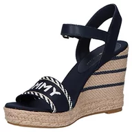 Espadryle damskie - Tommy Hilfiger Damskie sezonowe parciane Espadryle Wedge Sandały, niebieski (Space Blue), rozmiar 6,5 UK, niebieski (Kosmiczny Błękit), 40 EU - miniaturka - grafika 1