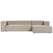 Narożniki - BELIANI Narożnik lewostronny 3-osobowy beżowoszary welurowy sofa narożna minimalistyczny styl - miniaturka - grafika 1