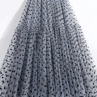 Spódnice - TEMU Dwukolorowa spódnica z aksamitnej siateczki w kropki z falbanką Sezon wiosna/, kontrastowe detale siateczki, odpowiednia na każdą porę roku - miniaturka - grafika 1