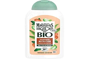 Le Petit Marseillais | Organiczny szampon Nutrition Shea & Aloe Vera (butelka 240 ml) - Szampon do wszystkich rodzajów włosów - 98% składników pochodzenia naturalnego, bez siarczanów i silikonu - Szampony do włosów - miniaturka - grafika 1