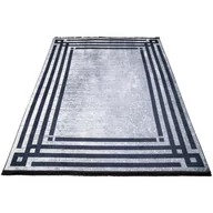 Dywany - Szary dywan klasyczny z czarną ramką do salonu - Fasato 4X - miniaturka - grafika 1