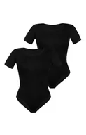 Body - Body damskie z krótkim rękawem czarne 2-pak Shirty, Kolor czarny, Rozmiar S, Teyli - Primodo.com - miniaturka - grafika 1