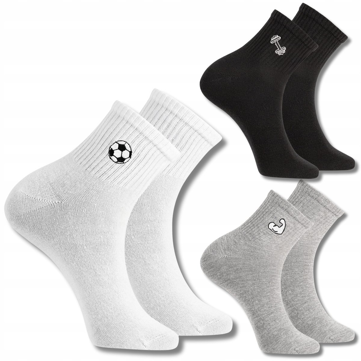 MOCNE SPORTOWE SKARPETY MĘSKIE SKARPETKI ZA KOSTKĘ BAWEŁNA 3PAK MORAJ 39-42