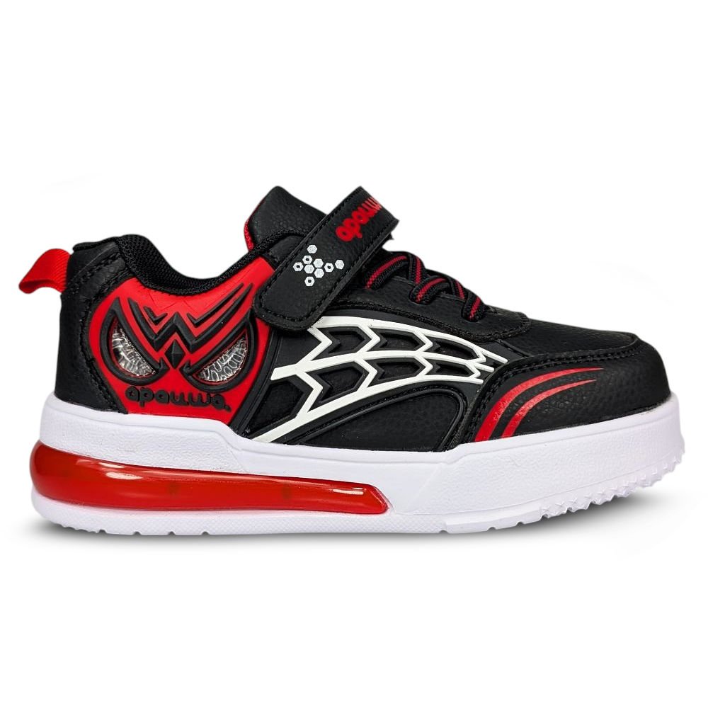Buty Dziecięce Na Rzepy Spider Świecące z Diodami Led Czarno Czerwone Lekkie Modne Stylowe Na Jesień Na Lato Sportowe Lifestyle 31