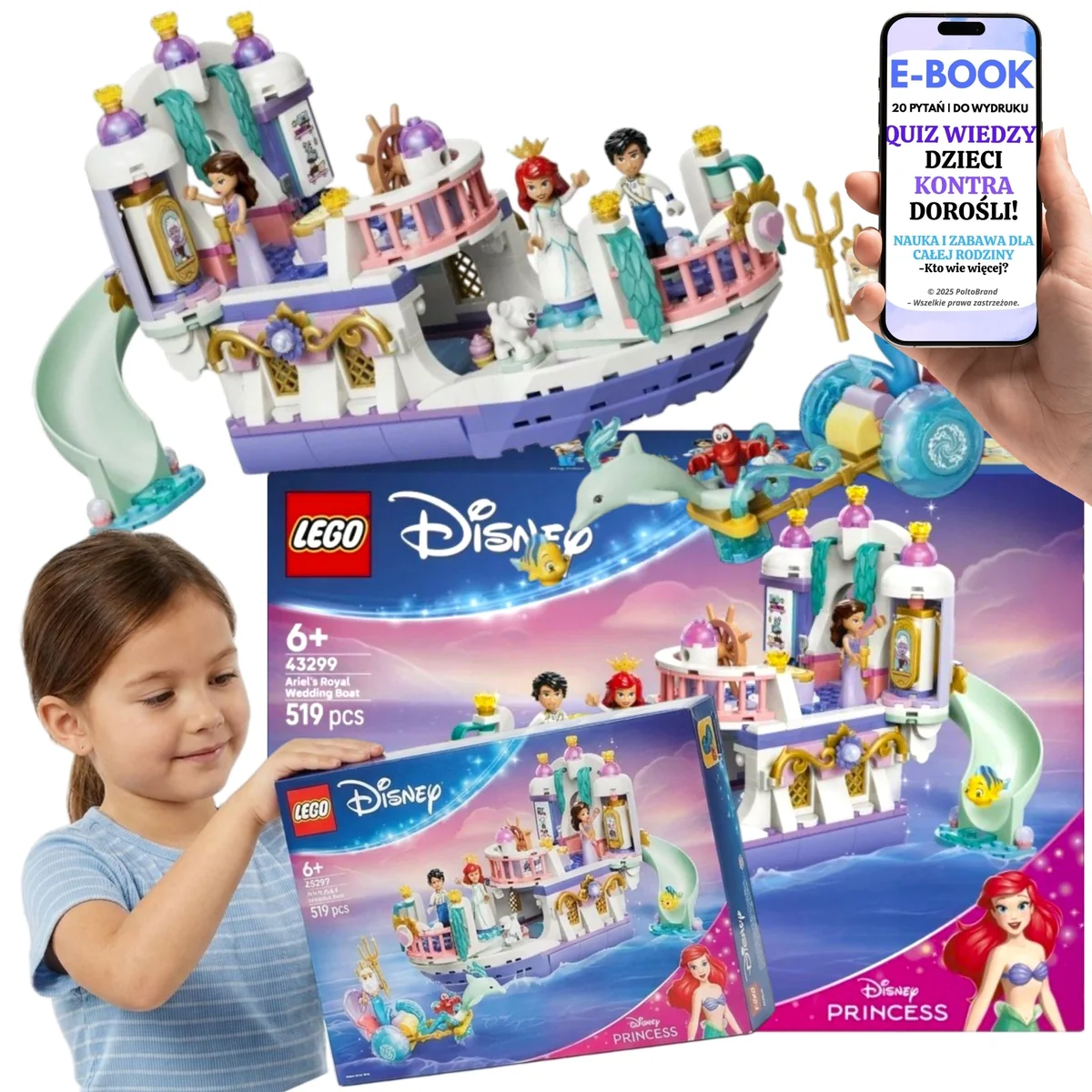 LEGO Disney Princess Łódź Arielki 519 Elementów Prezent Urodzinowy 43299