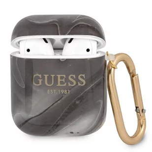 Guess Guess GUA2UNMK AirPods cover czarny/black Marble Collection GUE1098BLK - Akcesoria do słuchawek - miniaturka - grafika 1