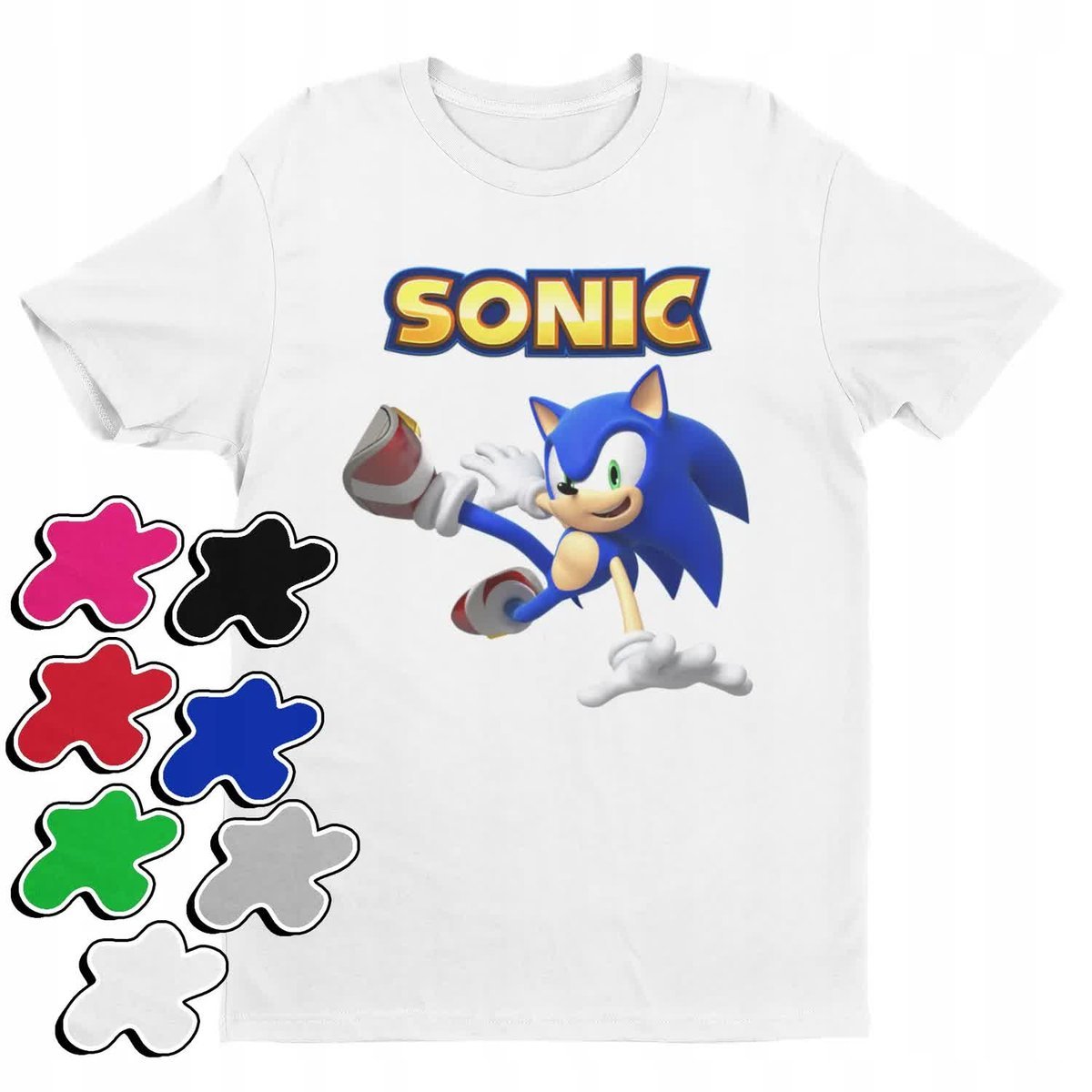 Koszulka T-Shirt Dziecięca Z Nadrukiem Sonic Różne Wzory Kolory -M 134-140