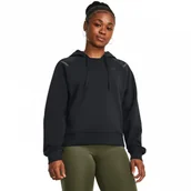 Bluzy damskie - Damska bluza treningowa nierozpinana z kapturem Under Armour Unstoppable Flc Hoodie - czarna - miniaturka - grafika 1