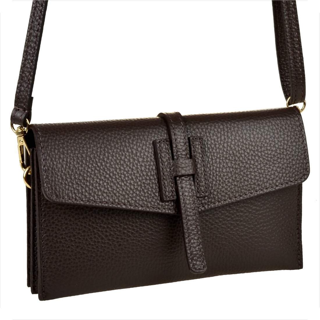 Vera Pelle mała skórzana listonoszka brąz czekolada