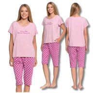 Piżamy damskie - PIŻAMA DAMSKA DWUCZĘŚCIOWA MORAJ KRÓTKI RĘKAW SPODNIE 3/4 W GROSZKI XL - miniaturka - grafika 1