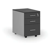 Szafki biurowe - Kontenerek biurowy mobilny na teczki zawieszkowe PRIMO GRAY, 3 szuflady, szary/grafit - miniaturka - grafika 1