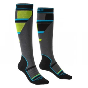 Dziecięce skarpety narciarskie Bridgedale Mountain Junior Merino Performance Over Calf grey/green - 31-33 - Skarpetki dla dzieci - miniaturka - grafika 1