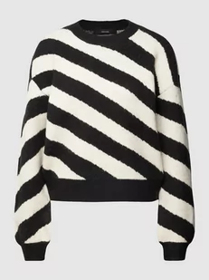Sweter z dzianiny ze wzorem w paski model ‘LARA’ - Swetry damskie - miniaturka - grafika 1