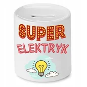 Skarbonki - SKARBONKA PREZENT DLA ELEKTRYKA SUPER ELEKTRYK z Nadrukiem ze Zdjęciem - miniaturka - grafika 1