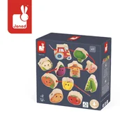 Zabawki interaktywne dla dzieci - Janod, Nawlekanka Z Drewnianymi Warzywami, Farma - miniaturka - grafika 1