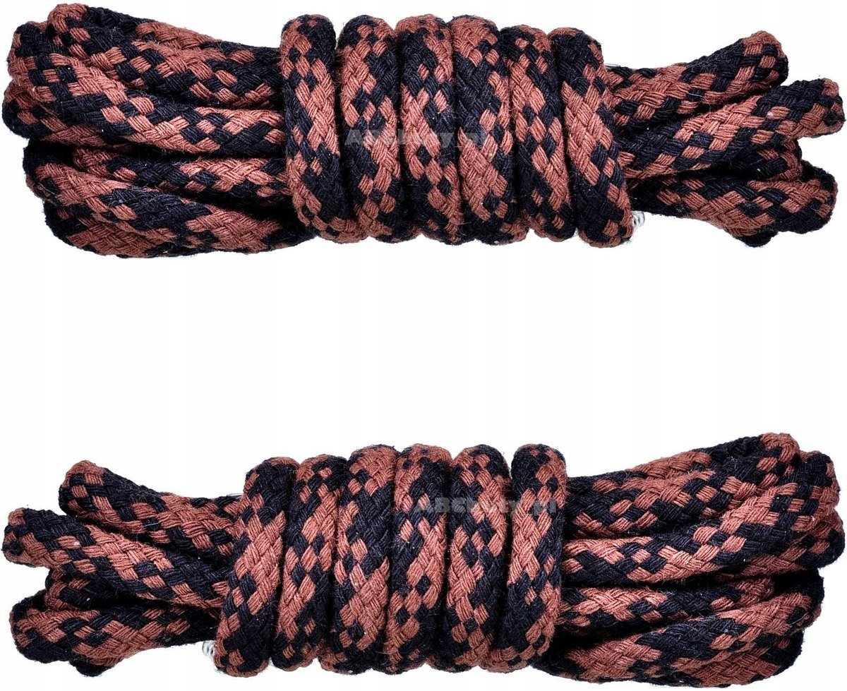 BRĄZOWO-CZARNE Sznurówki TREKKINGOWE 75 cm Okrągłe 5 mm SZNUROWADŁA G9-64