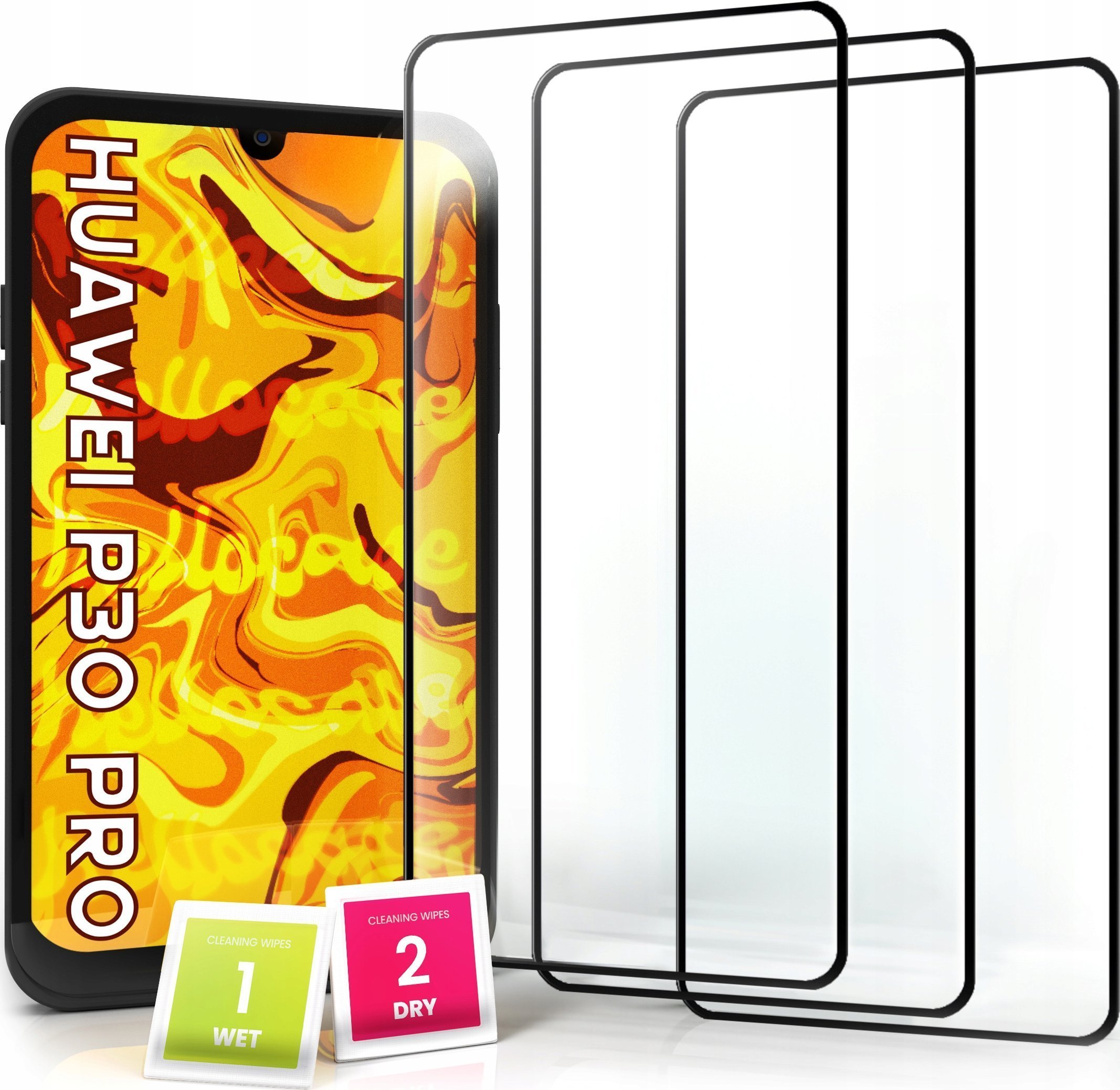 Hello Case 3-pak SZKŁO HARTOWANE DO Huawei P30 PRO na cały ekran 9H ochronne 5D
