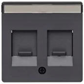 Klawisze i ramki - Hager polo Element centralny z zasuwą chroniącą przed kurzem Q.1/Q.3 antracyt aksamit 11816086 11816086 - miniaturka - grafika 1