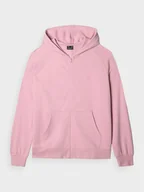 Bluzy sportowe damskie - Damska bluza dresowa rozpinana z kapturem 4F 4FWMM00TSWSF1763 - różowa - miniaturka - grafika 1