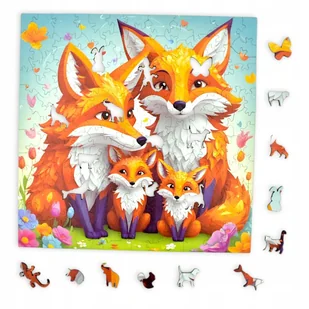Puzzle Liski Mruu&Pruu 25 x 25 cm 150 elementów Układanka drewniana - Puzzle - miniaturka - grafika 1