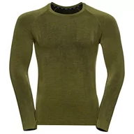 Koszulki męskie - ODLO Męska koszulka Kinship ciepła L/S Base Layer Top, Awokado Melange, XL - miniaturka - grafika 1