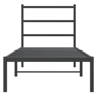 Metalowa rama łóżka z wezgłowiem, czarna, 75x190 cm - Łóżka - miniaturka - grafika 4
