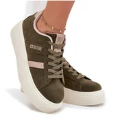 Półbuty damskie - Sneakersy Damskie Na Platformie Big Star SS274349 Zielone-41 - miniaturka - grafika 1