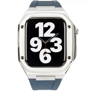 Paski - Ralph Giallo Etui Apple Watch 45 mm Noce srebrne z niebieskim paskiem - grafika 1