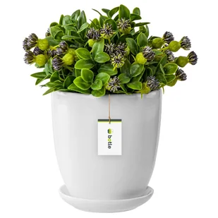 Doniczka ceramiczna 24x26 cm z podstawką biała - Donice - miniaturka - grafika 1