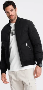 Kurtka męska Ombre Pikowana kurtka męska bomberka z metalowymi zamkami - czarna V1 OM-JALP-0143 XXL - Kurtki męskie - miniaturka - grafika 1