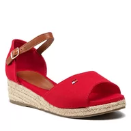 Espadryle damskie - Tommy Hilfiger Espadryle Rope Wedge Sandal T3A7-32185-0048 M Red 300 - miniaturka - grafika 1