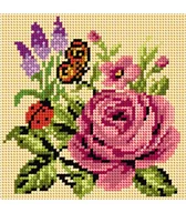 Pasmanteria - Kanwa z nadrukiem Ariadna do haftu 15x15cm kwiaty - miniaturka - grafika 1