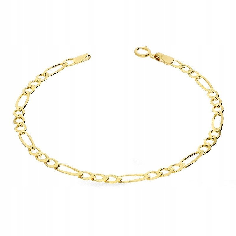 Elegancka bransoleta splot Figaro złoto 585 łańcuszek uniseks 5.49g 14kt