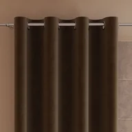 Zasłony - Gotowa zasłona z miękkiej welwetowej tkaniny Velvi, kolor brązowy na przelotkach 140x230 cm - miniaturka - grafika 1