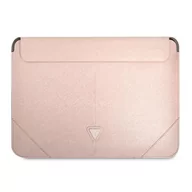 Torby na laptopy - Guess Sleeve GUCS16PSATLP 16" różowy /pink Saffiano Triangle Logo GUE001826-0 - miniaturka - grafika 1