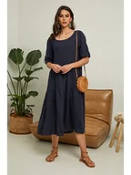 Sukienki - La Compagnie Du Lin Lniana sukienka "Lantana" w kolorze granatowym - miniaturka - grafika 1