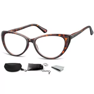 Okulary korekcyjne, oprawki, szkła - Plusy damskie Okulary Do Czytania moc: +1 Kocie Oko MR64A - grafika 1