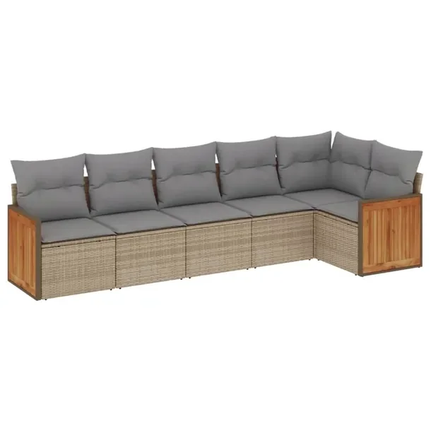 Zestaw mebli ogrodowych modułowych, rattan PE, beżowy, 62 x 62 x 69 cm