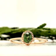 Pierścionki - Pierścionek z owalnym zielonym szafirem i sercem złoto pr. 585 - miniaturka - grafika 1