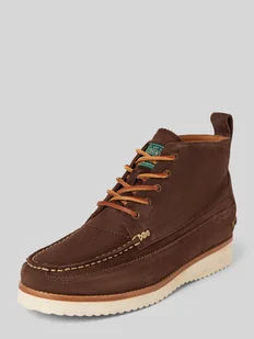 Buty sznurowane ze skóry z ozdobnym szwem model ‘RANGER’ - Botki męskie - miniaturka - grafika 1