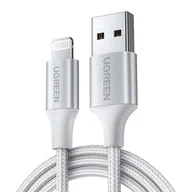 Kable USB - Kabel Lightning do USB UGREEN 2.4A US199, 2m (srebrny) - miniaturka - grafika 1