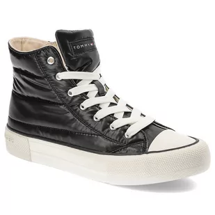Czarne Trampki Tommy Hilfiger Modne Pikowane Buty Damskie - Moda i Uroda OUTLET - miniaturka - grafika 1