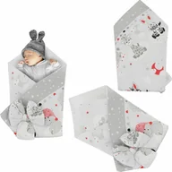 Rożki i beciki - Rożek niemowlęcy Bawełna 100%, 80x80cm - zebra żyrafa szara - miniaturka - grafika 1