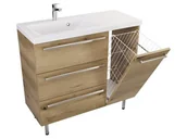 Szafki łazienkowe - Szafka Stojąca Z Umywalką ATHD 90 cm K Lewa - Dąb Evoke Coast Mat - Uchwyty Stal Szczotkowana - miniaturka - grafika 1