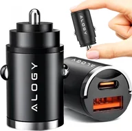 Ładowarki samochodowe - Ładowarka Alogy Ładowarka samochodowa USB QC 4.0 + USB-C typ C PD 30W szybka mocna do telefonu Alogy Car czarna - miniaturka - grafika 1