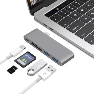 Adapter Hub Usb-c 5w1 MacBook Pro Air Usb Sd Tf - Adaptery i przejściówki - miniaturka - grafika 1