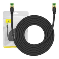 Kable miedziane - Kabel sieciowy w oplocie kat. 8 Baseus Ethernet RJ45, 40Gbps, 5m (czarny) - miniaturka - grafika 1
