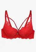 Biustonosze - Czerwony Koronkowy Biustonosz z Cyrkoniami i Efektem Push-Up Ivantia - miniaturka - grafika 1