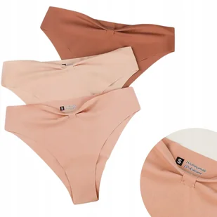 Majtki Bezszwowe Damskie 3 Szt Rozm. S Figi Laserowo Cięte Beżowe Lekkie - Majtki damskie - miniaturka - grafika 1